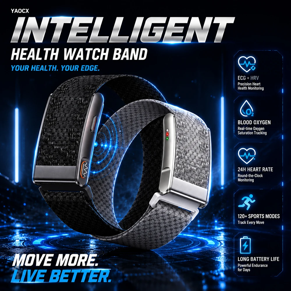 2026 New ECG Health Smart Bracelet HRV Blood Pressure Body Fat BMI Temperature Sleep Monitoring Fitness Tracker for Men Women