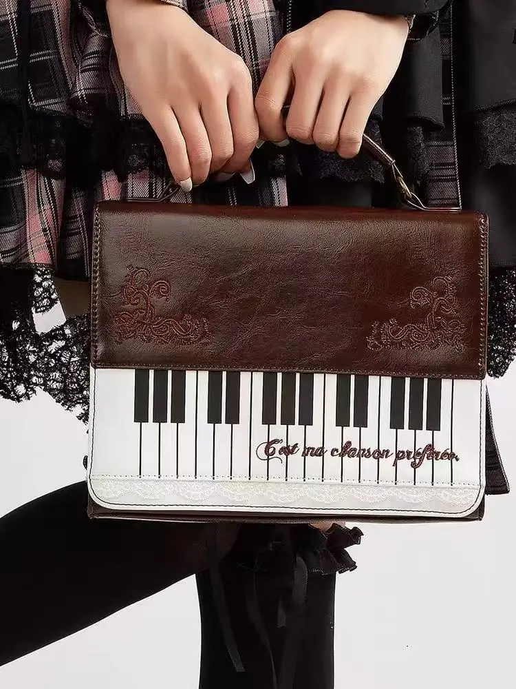 JIAERDI Y2K Harajuku Personalized Piano Backpack Female Vintage Brown Crossbody Bags Women Fairycore Aesthetic Handbag New 2025