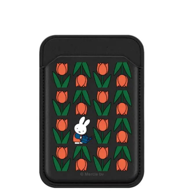 Cute Miffy Leather MAGsafe Magnetic Card Holder Compatible With IPhone Case Portable Detachable Card Wallet For Access Control