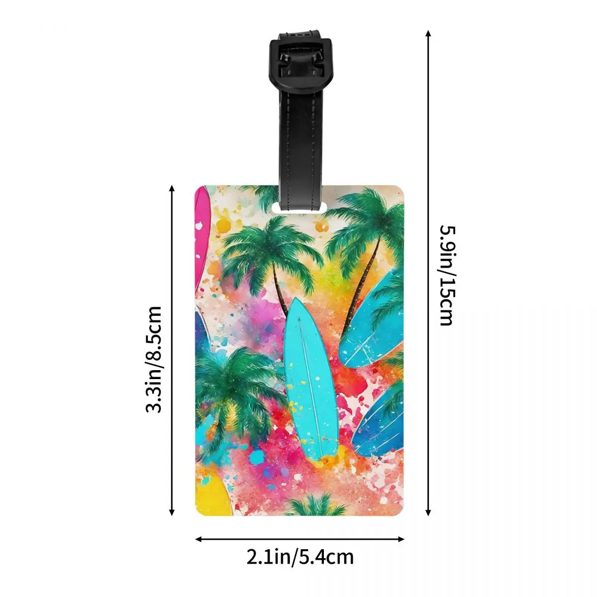 شاطئ النخيل وركوب الأمواج الصيف سبلاش علامات الأمتعة حقيبة السفر المحمولة الأمتعة الصعود علامة التسمية حامل معرف اسم العنوان #4