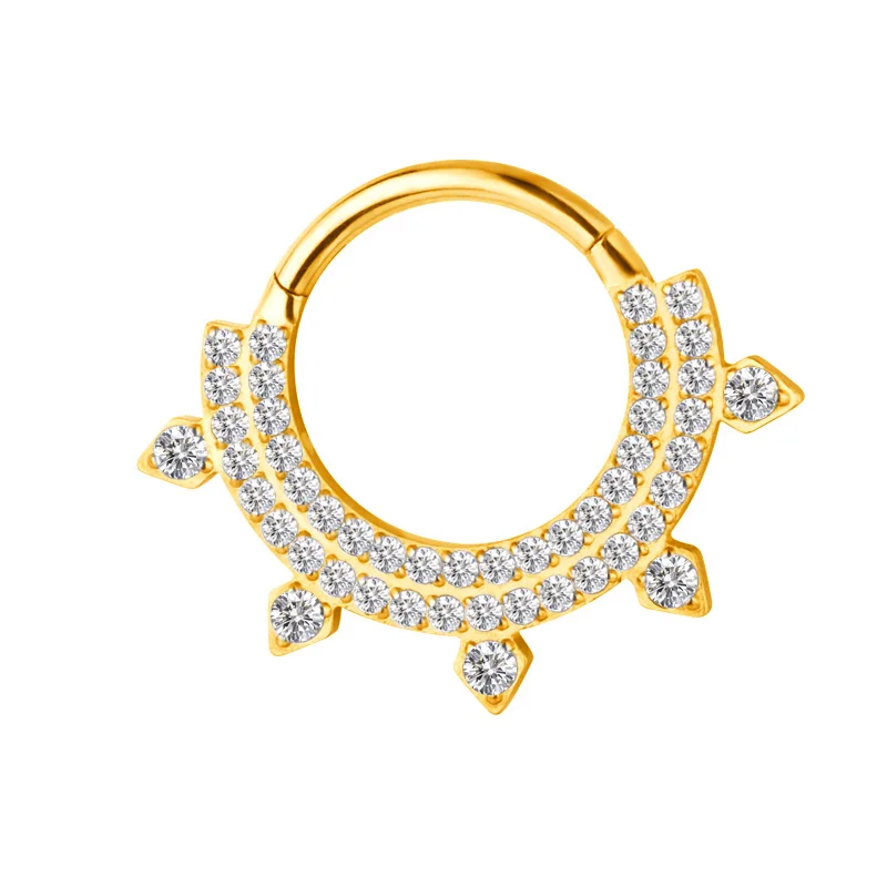 Titanium CZ Ring Hoop Nose Rings