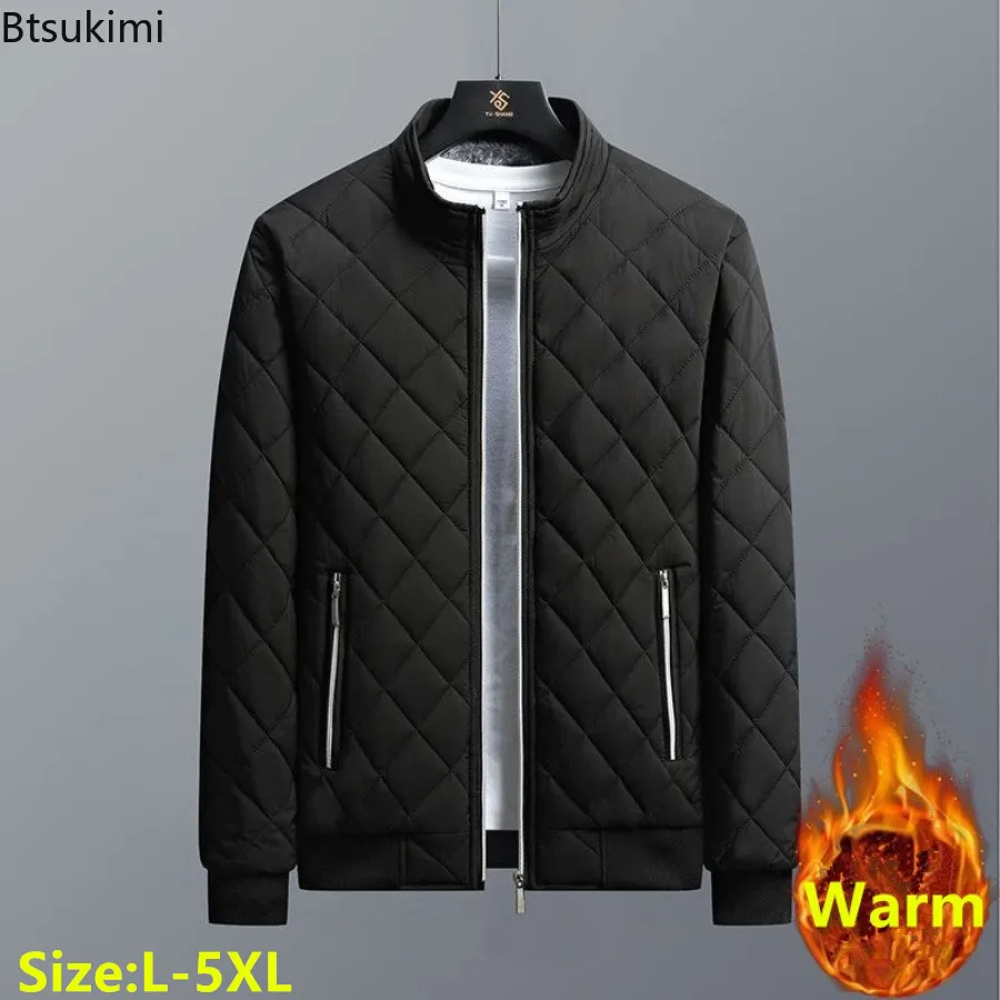 

2024 New Men's Thick Warm Bomber Jacket Parkas Autumn Winter Fleece Lined Casual Jacket Men Fashion Slim Cotton-padded Coats 5XL