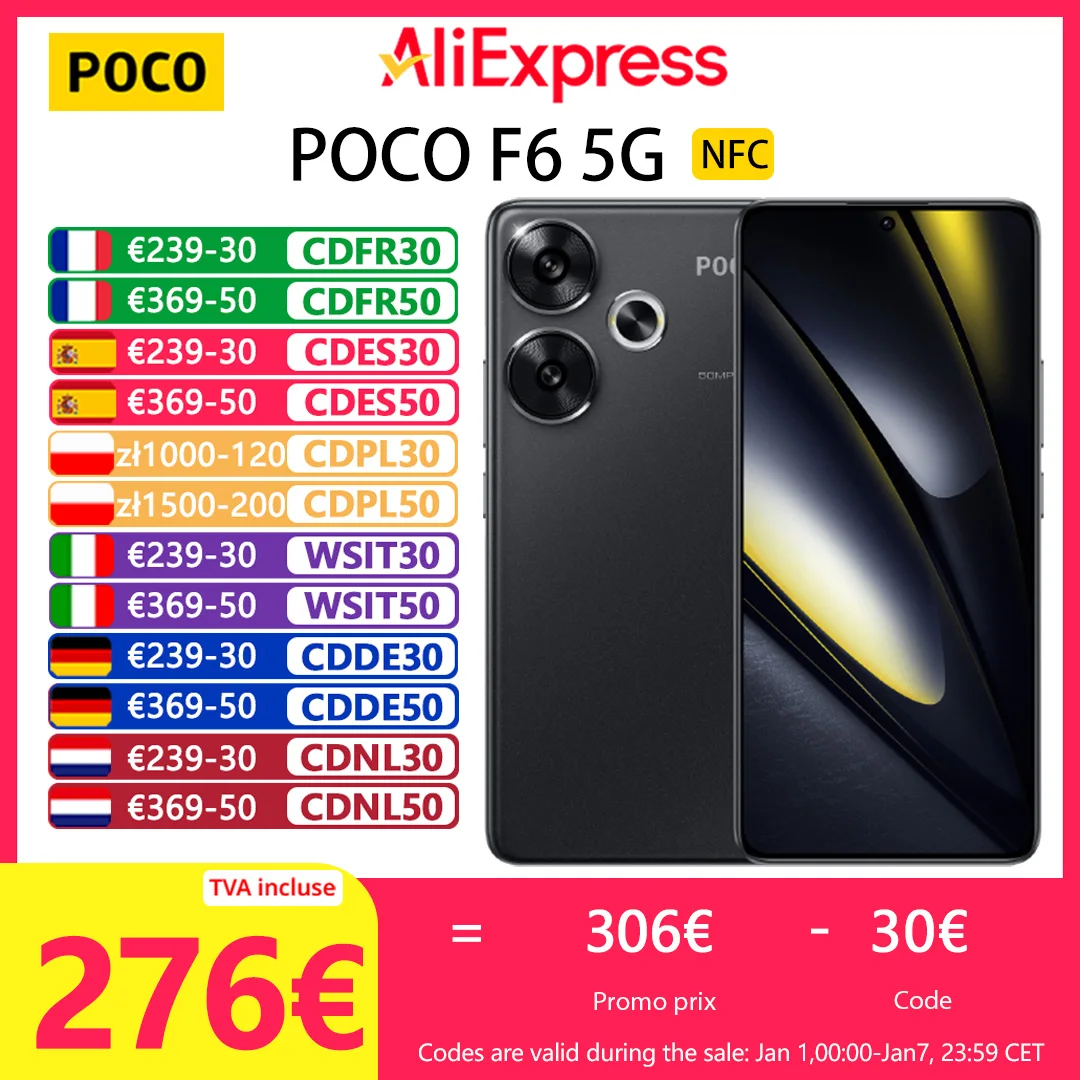 POCO F6 5G,NFC, Instagram®8s Gen 3.50mp camera, 90W Charge, 5000 mAh, AMOLED screen crystal Flow Hz, global Version