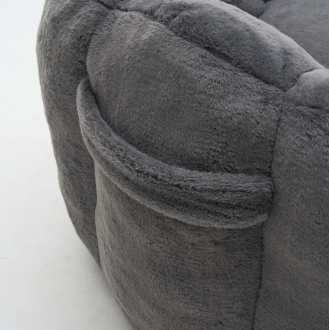 Large Petal Cloud Lounge Chair, Artificial Rabbit Velvet Lazy Sofa, Cozy Wrap-Arm Single Seat for Bedroom, Living Room & Gaming view 6