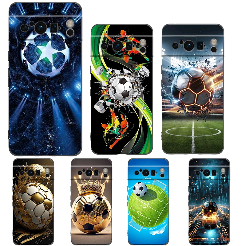 Football Footy Soccer Phone Case Cover for Google Pixel 9 8 7 6 7A 6A Pro Shockproof Soft TPU 9 Pro XL Shell Capas Fundas