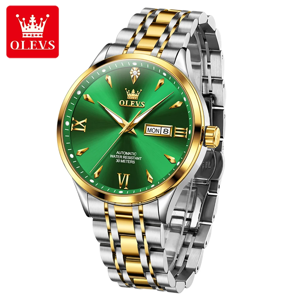 

OLEVS Brand Original Business Men Mechanical Watch Luxury Automatic Watches Stainless Steel Waterproof Week Date Clock Male