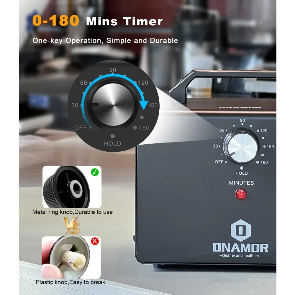 Ozone Generator 77000mg, Deodorizer for Home, Basement, Smoke, and Pet Room (Eliminating 4000 Square Feet, All Metallic Black)