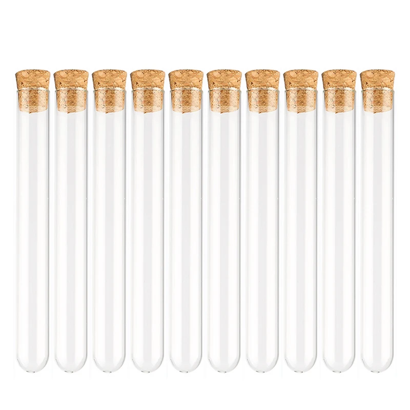 16*100mm Transparent Plastic Test Tube for Scientific Laboratory, 12ML Storage Sample for Plant School Accessories with Cork Cap