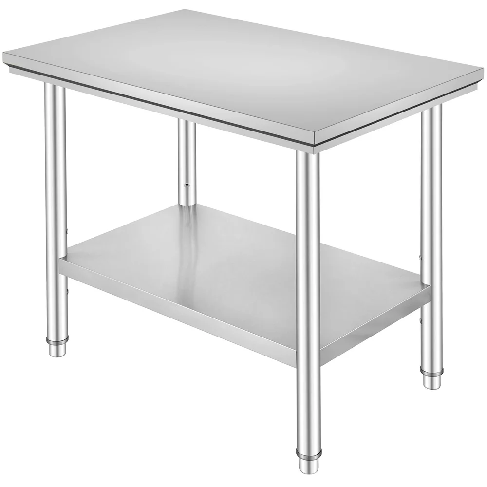 Heavy Duty Stainless Steel Prep Table 35x24x31 Inch Commercial Work Surface Adjustable Shelves 700 lbs Capacity NSF Certified