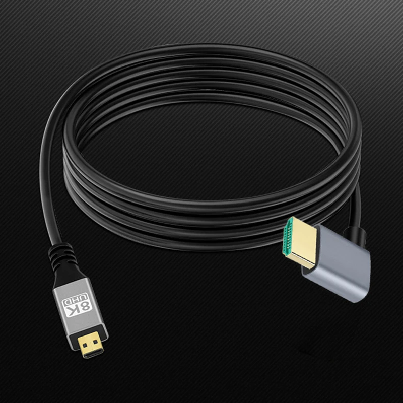 8K Micro-HD/Mini-HD Cable 90 Degree UP/DOWN/LEFT/RIGHT Angle Ultra-thin 3D Display Cord For Camera Notebook PC Monitor HDTV