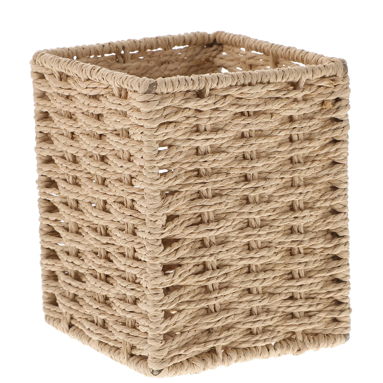 Hand Woven Storage Basket Small Desktop Organizer Pen Holder Tea Table Sundries Container Eco Friendly