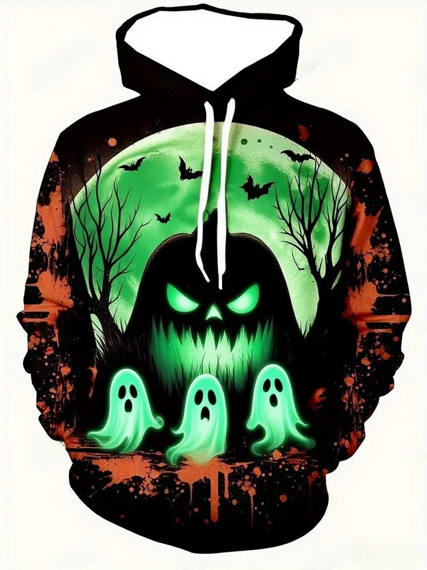 Halloween Pumpkin Graphic Men's Women's Hoodies 3D Print Creative Design Long Sleeve Hooded Sweatshirt Autumn Winter Leisure Top