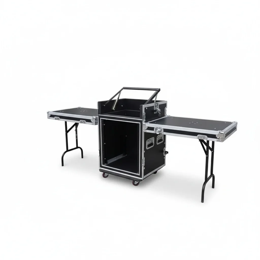 12U 16U Flight Case, 16U Rack Cabinet, Shockproof Hydraulic Rack Stage Case with Tables, for Audio Mixer, Amplifier, Speaker