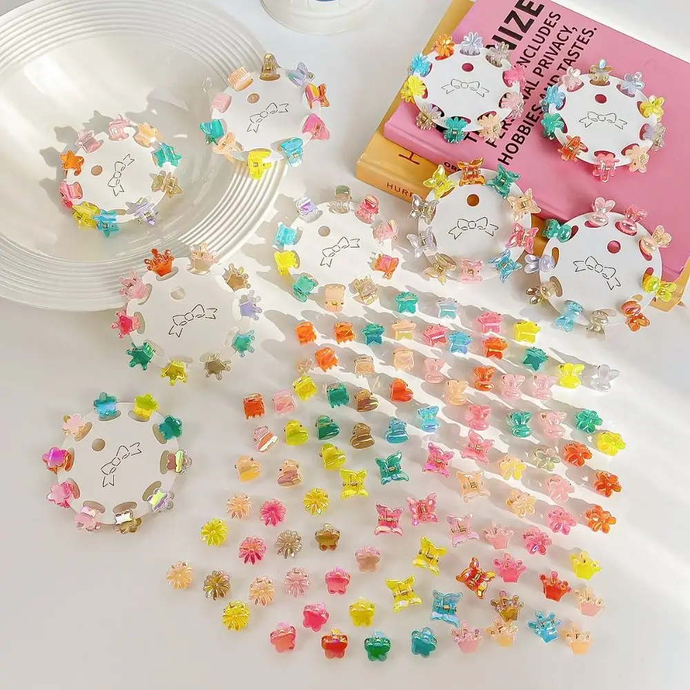 Hair Accessories Mini Hair Claw Transparent Hair Clip Star Hair Crab Clip Candy Color Barrettes Flower Mini Hair Claw Girls