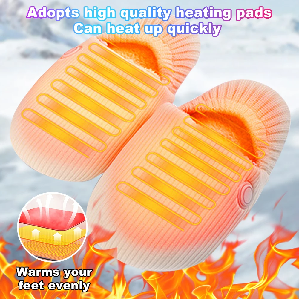 Unisex Electric Heating Shoes with 3 Heating Levels Warm Heated Slippers Rechargeable Foot Warmer Shoes for Cold Winter