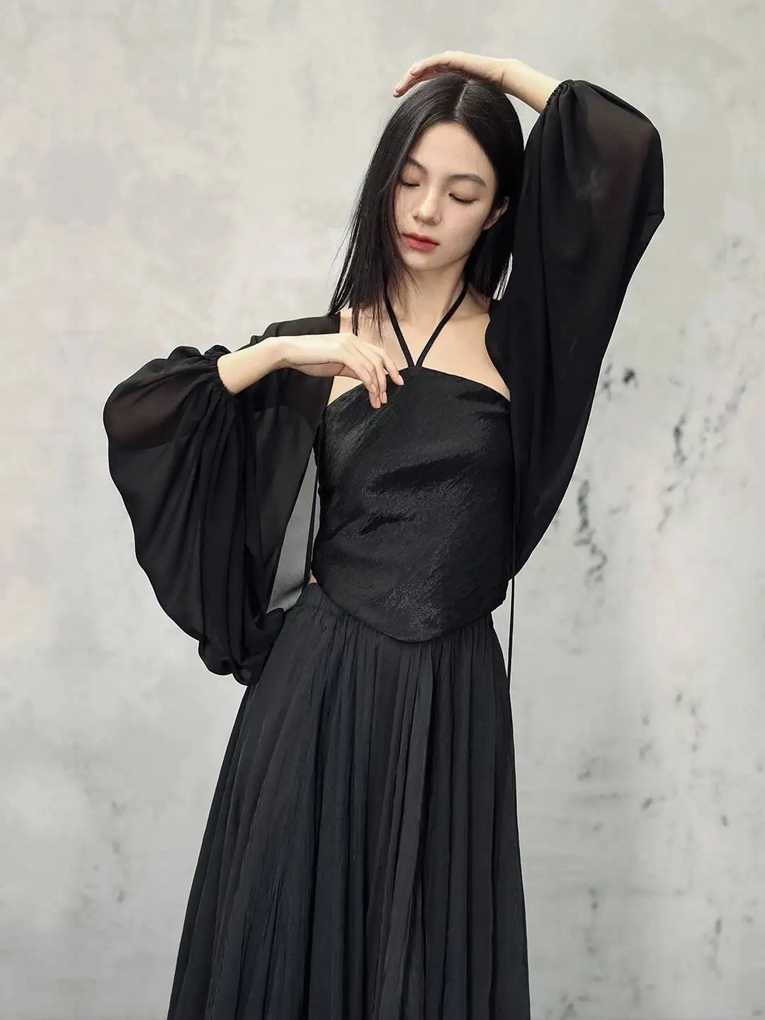 UMI MAO New Chinese Style Chiffon Lantern Sleeve Jacket For Women, Summer Dark Gothic Niche Design Sun Protection Cardigan