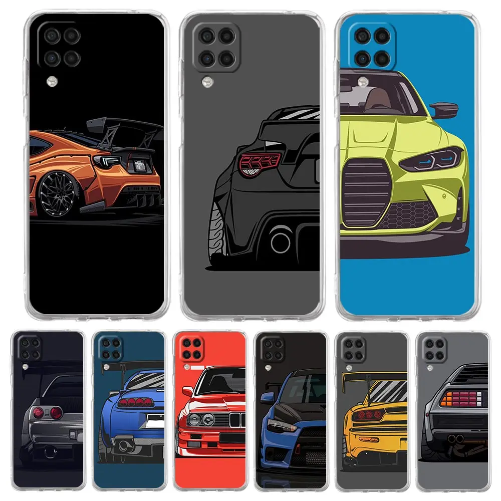 Soft TPU Cover for Samsung Galaxy A13 A15 A17 A23 A25 A32 A33 A35 A52 A53 A55 Transparent Phone Case JDM Tokyo Drift Sports Car