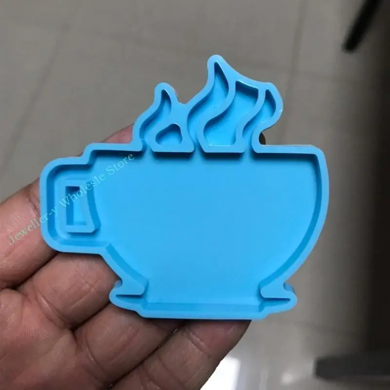 

R7UF Coffee Cup Shaped Mold Keychain Silicone Mold Epoxy Resin Casting Mould for DIY Crafts Decoration Polymer Clay Pendant