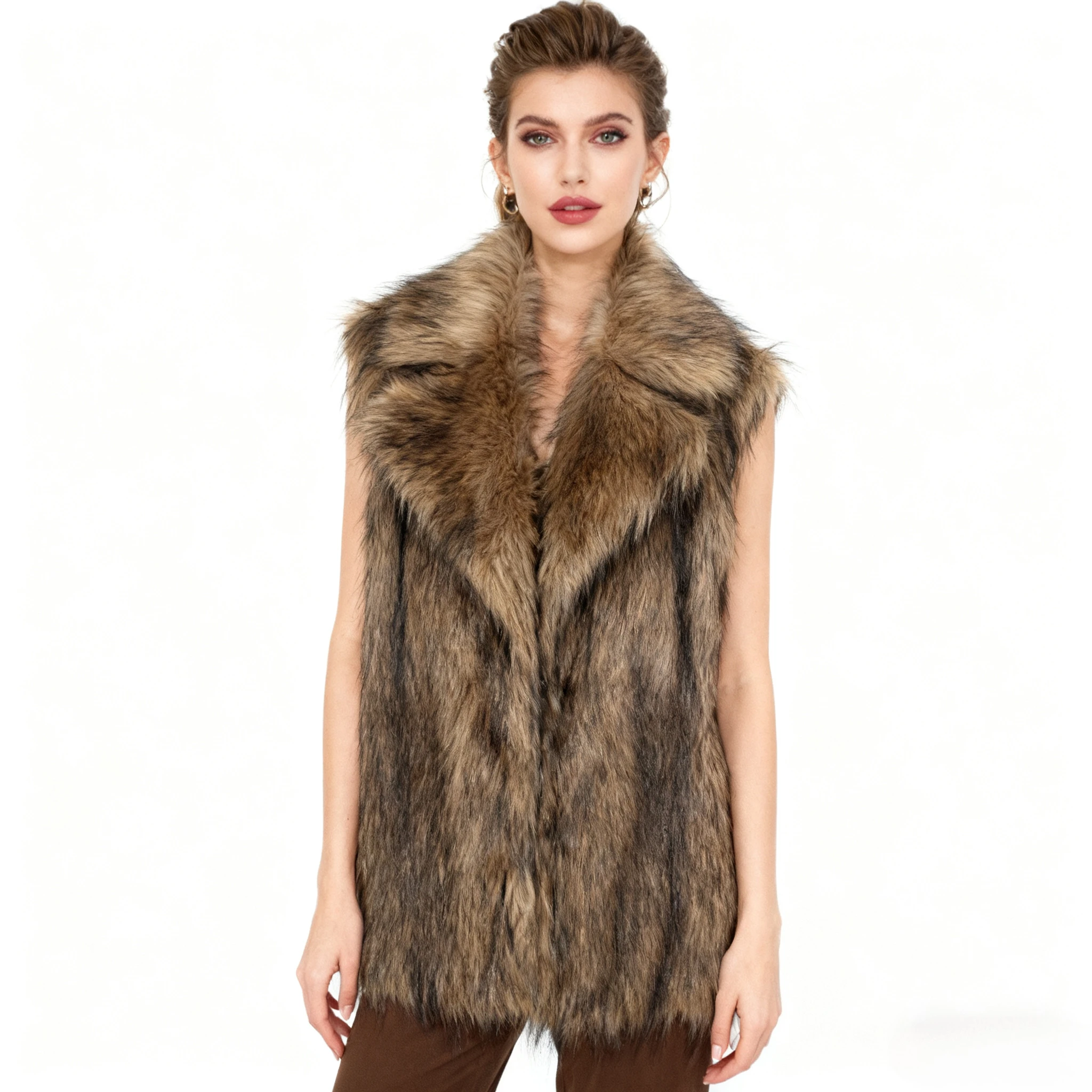 

Vests Faux Fur Coat Y2k Women Coats Turn Down Collar Jackets Vest Coat Thick Warm Streetwear Elegant Open Stitch Autumn Winter