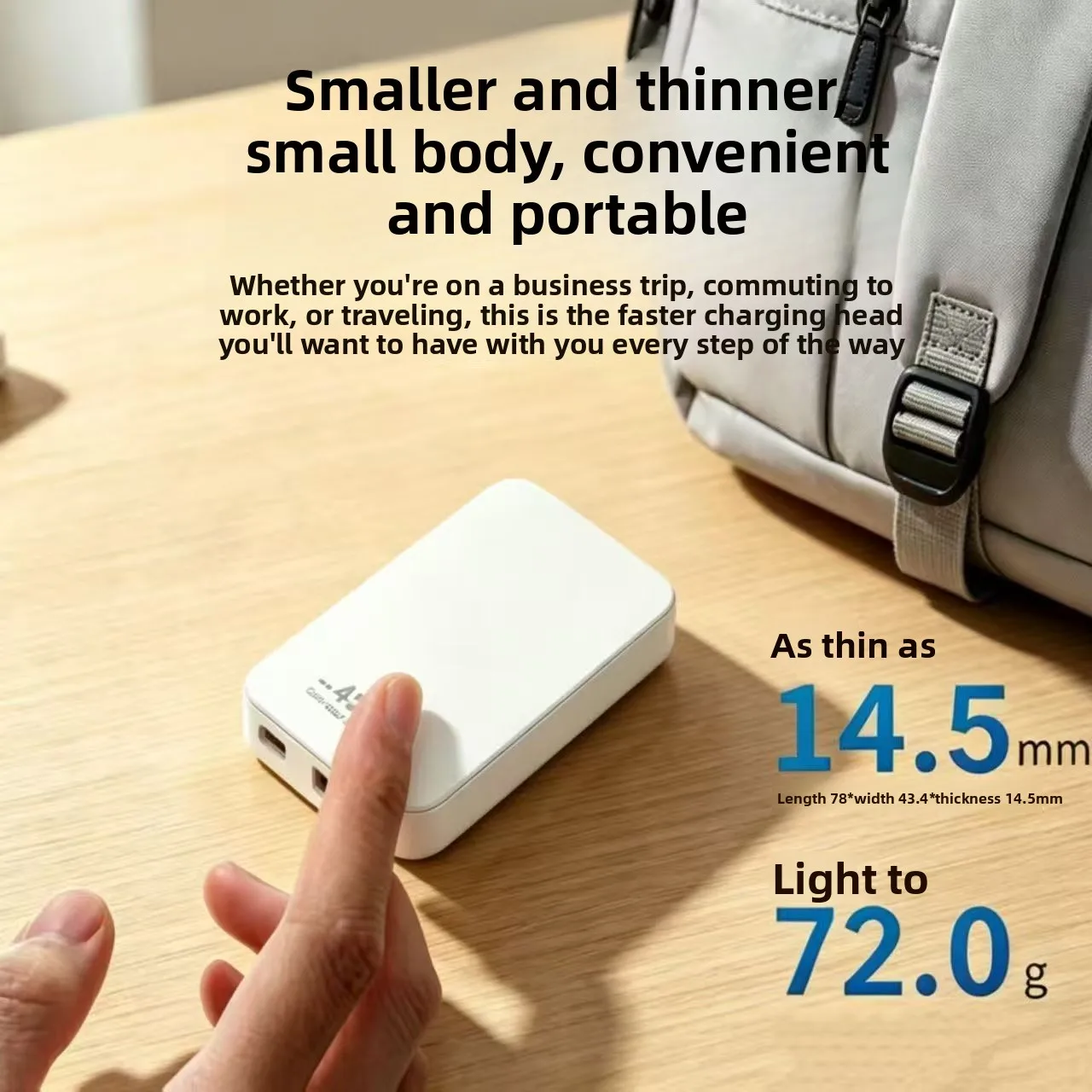 Ultra Thin 45W GaN Travel Charger Quick Charge 4.0 PD3.0 PPS Portable Type C Charger For iPhone Samsung Macbook Laptop view 2
