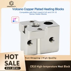 3D Printer Parts CR10 Volcano Large Flow High-temperature Copper Plating Heating Block High Temperature Resistance for cr10