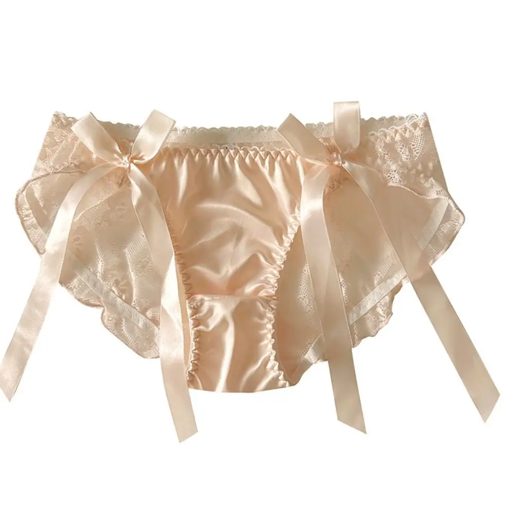 Confortável cor sólida laço arco roupa interior fita oco para fora calcinha de cintura baixa lingerie feminina algodão virilha cuecas femininas diariamente