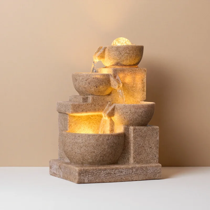 Living Room Decor Water Fountain Sleek Modern Circulating Water Feature Elegant Wealth-Bringing Gift for Housewarming