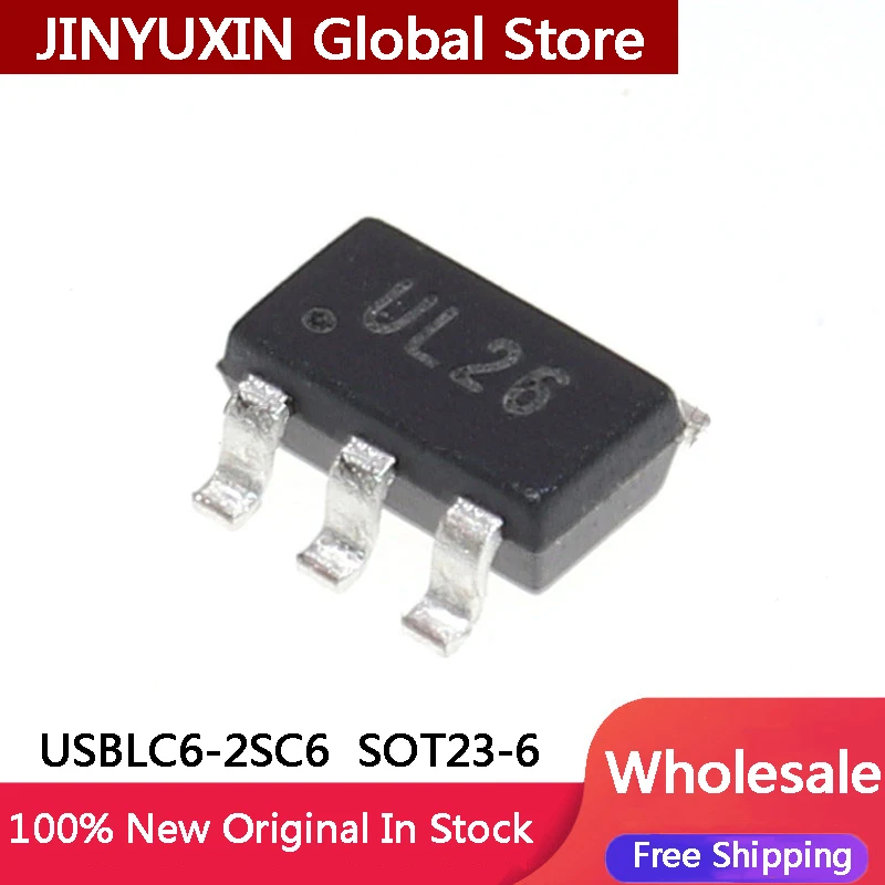 100Pcs New Original USBLC6-2SC6 USBLC62SC6 SOT23-6 UL26 IC Chip In Stock Wholesale