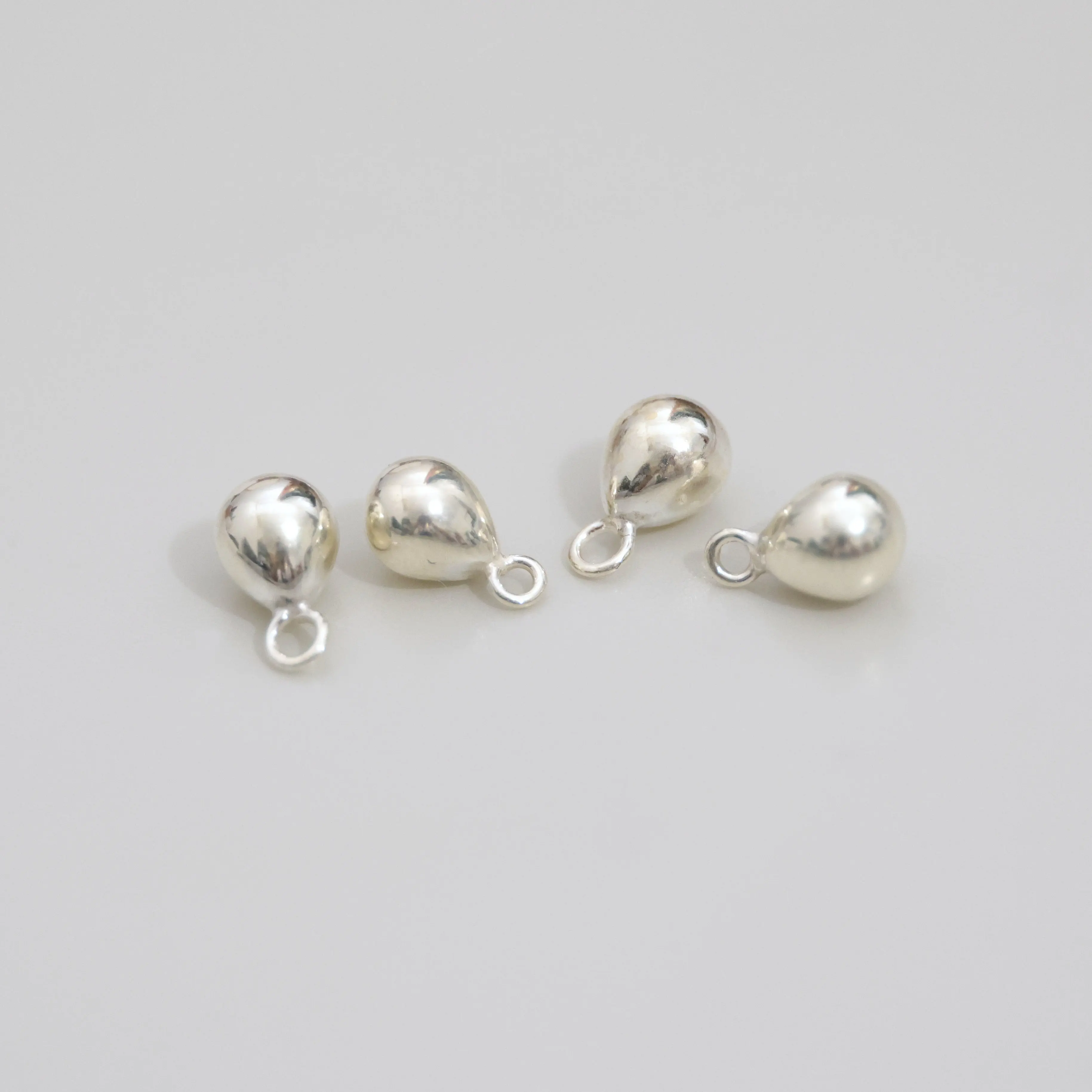 2PCS 100% Solid 925 Sterling Silver Waterdrop Charm Pendant for DIY Fine Jewelry  Making  JQ0115