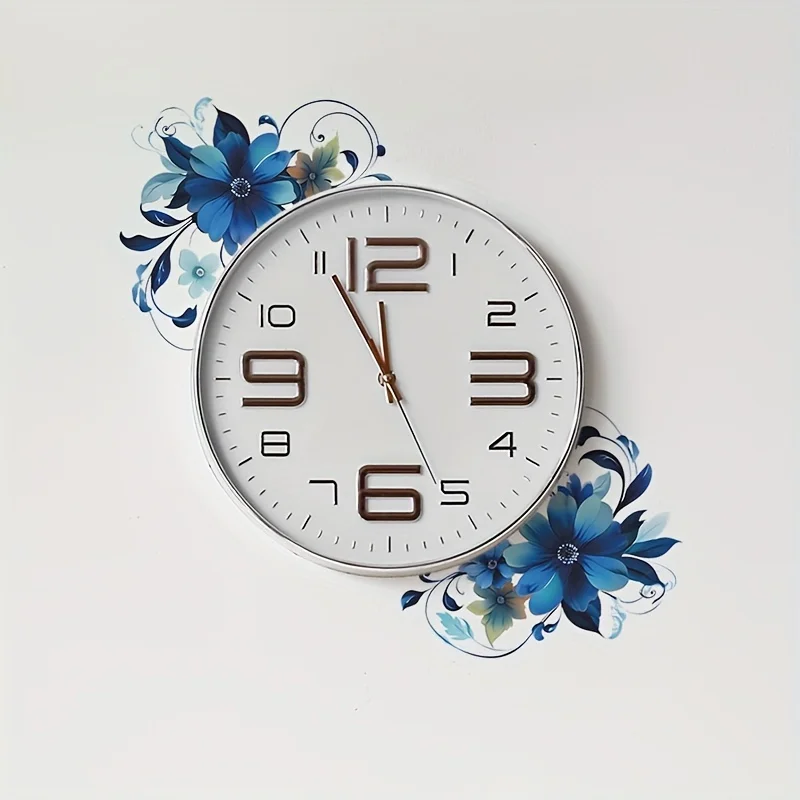 2D Flat 1Pc Rural Pastoral Floral Theme Wall Sticker, Blue Watercolor Vintage Floral Design Sticker, Pvc Wall Beautification Home Decoration, Suitable for Glass, Tiles, Bathrooms, Restaurants, Trendy Shops, Cafes, and Wall Decals, Cute and Attractive Stickers That Are Practical and Easy to Create a Cozy Space