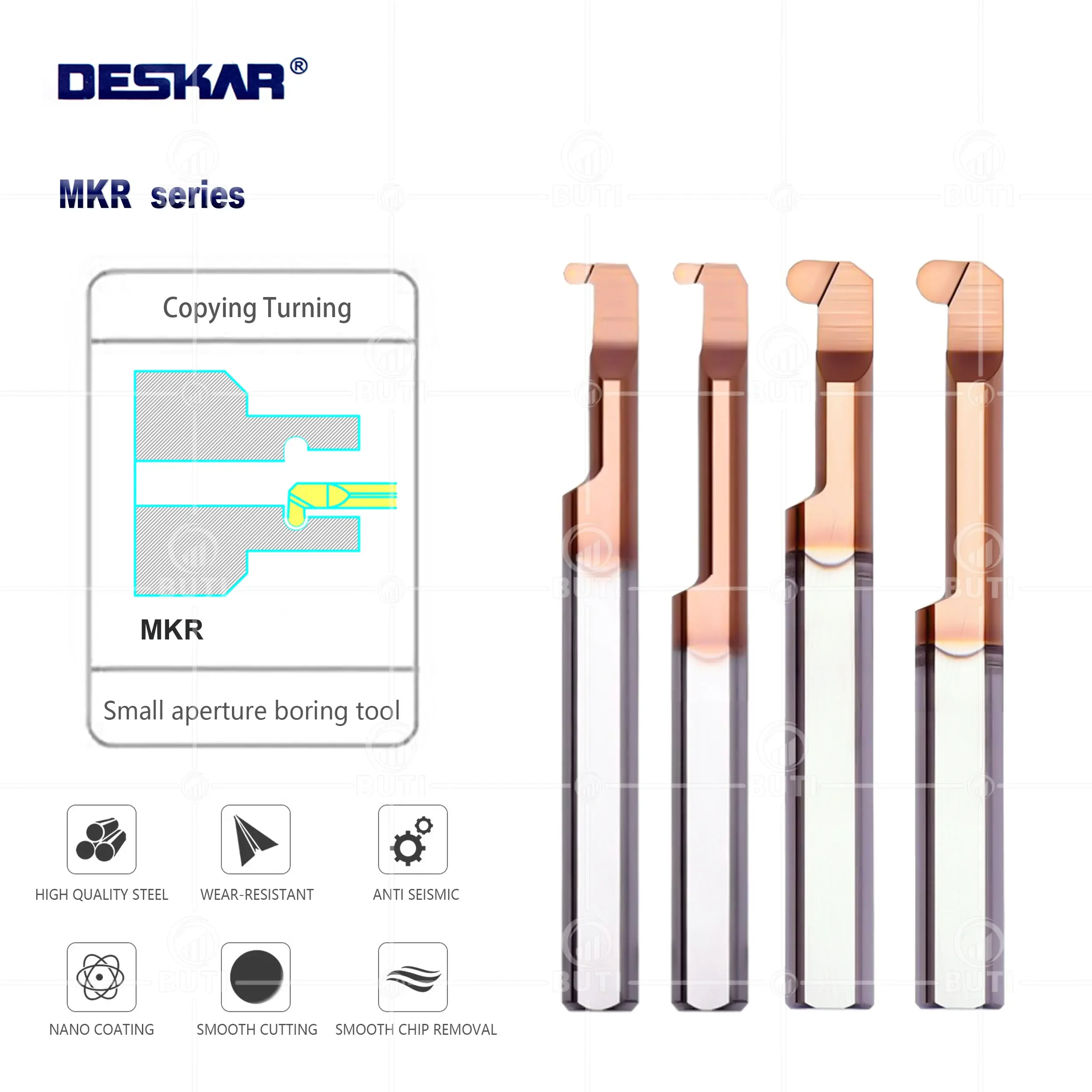 DESKAR 100% Original MKR4/5/6/8 R0.3 L10 R0.75 L22 R1.0 L15 R1.0 L30 CNC Lathe Small Hole Boring Tool Tungsten Steel Hard Alloy