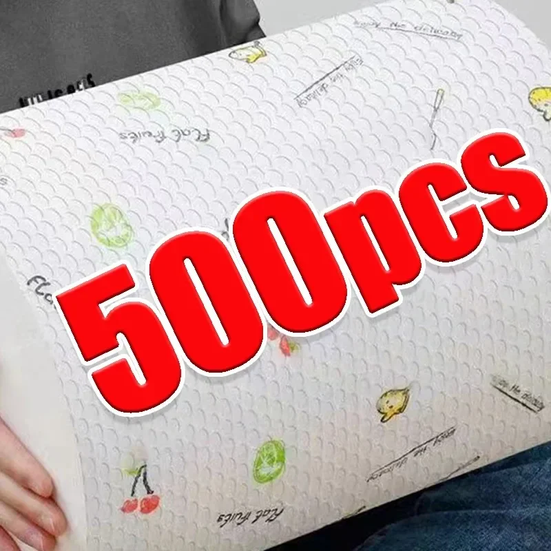 500/50pcs Large Kitchen Disposable Rags Thickened Non-woven Cloths Household Washing Dishcloths Wipes Towels Car Cleaner Rag