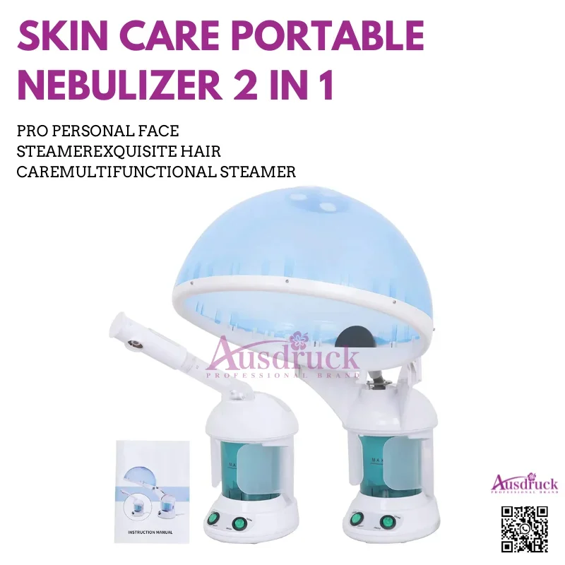 Skin Care Portable Nebulizer 2in 1 Face Facial Vapor Steamer Hair Ozone Steam Nano Spray Misters Humidifier Mist Maker Vaporizer