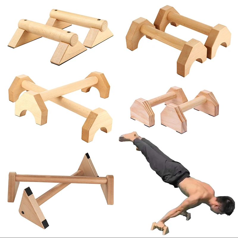 Gym Equipment Fitness Push-Ups Gymnasium Exercise Training Chest H-shaped Wooden Calisthenics Handstand Parallel Rod Double Rod