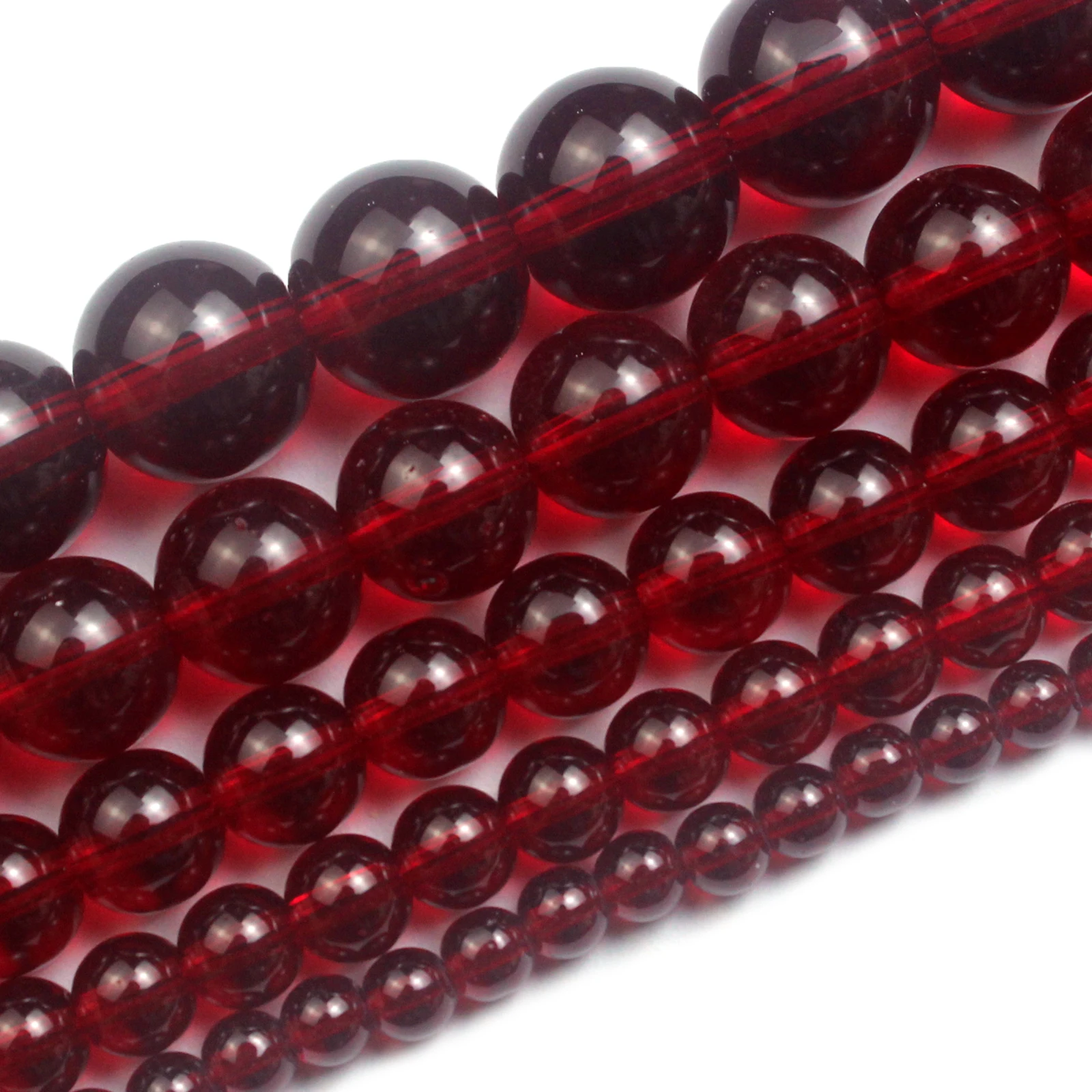Smooth Garnet Dark Red Glass Loose Beads 15\