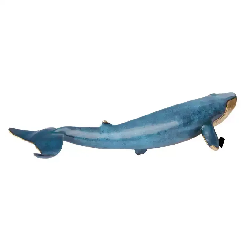 Luxury Enamel Whale Sculpture Alloy Material Animal Model Statue Modern Living Room Office Desktop Wine Rack Home Decor Craft