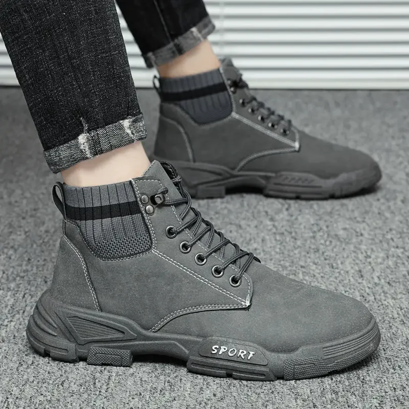 Autumn New High Top Work Shoes for Men Platform Ankle Boots Fashion Quality  Boots Outdoor Booties Zapatos De Hombre