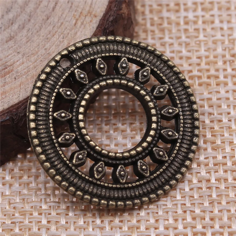 10 pièces de breloques circulaires 26x26mm (1.02x1.02 pouces) en 2 couleurs : bronze antique et argent antique, accessoires de bijoux