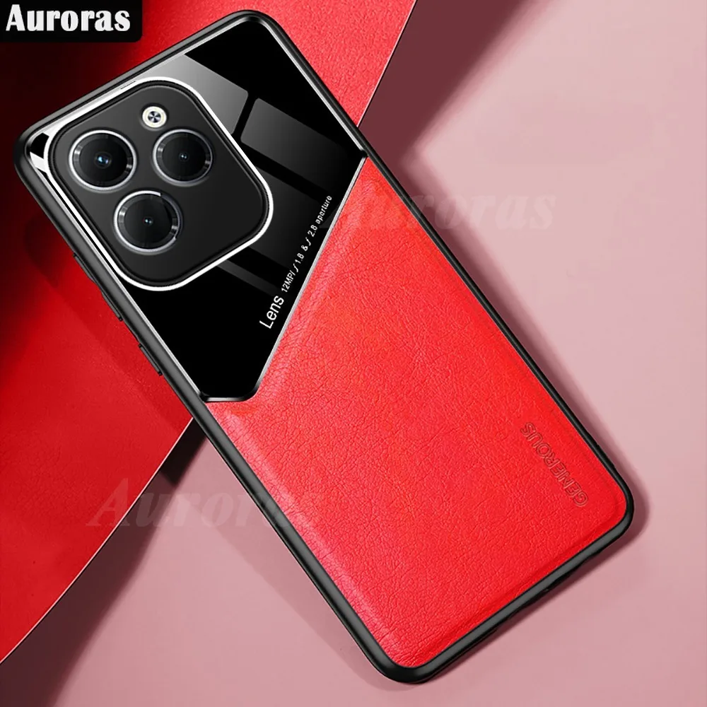 Auroras For infinix hot 40 Pro Case Magnetic Sunction Plate Leather Shell For infinix Hot 40 Pro Free Fire Plexiglass Back Cover