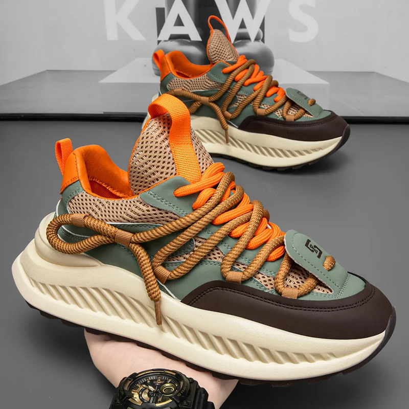 

LiveDay Men's Summer Casual Sports Shoes New Breathable Thick-Soled Height-Increasing Dad Sneakers for Increased Comfort