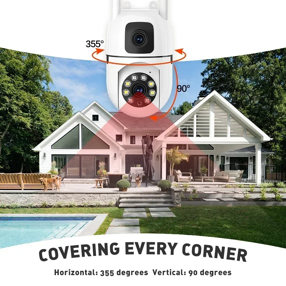 Telecamera IP PTZ HD da 4mp Dual Lens Dual Screen WiFi Security Cam Auto Tracking CCTV Cam dare 1800mah UPS alimentazione di Backup della batteria