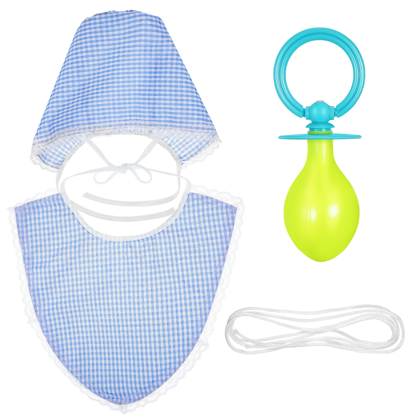 

3Pcs Funny Adults Cosplay Baby Pacifier Bib Hat Set Blue Party Props Novelty Hats For Adults Dress Up