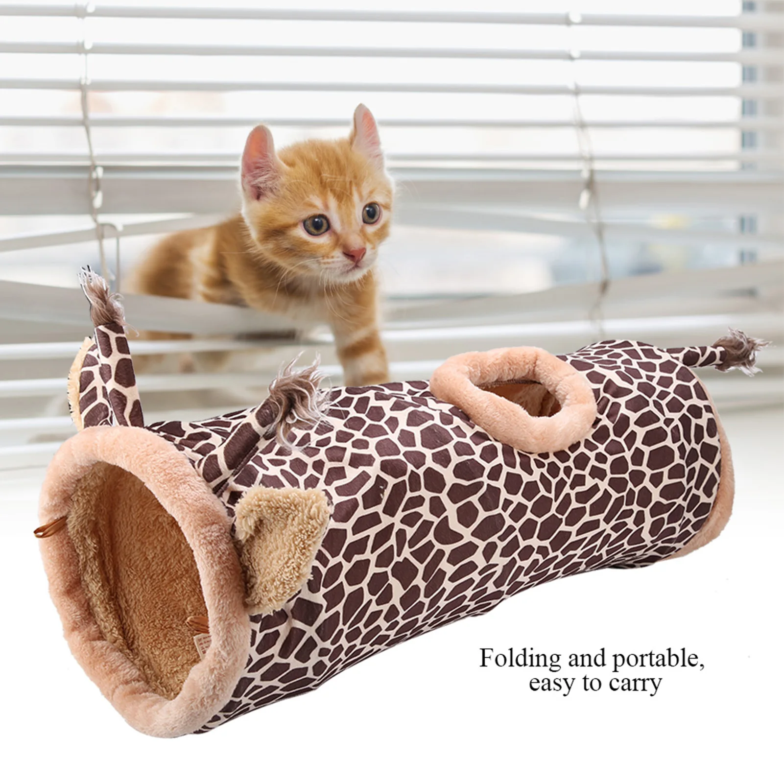 Collapsible Cat Tunnel Tube Play Tent Cat Toy Indoor Puppy Cute Giraffe For Exercising Hiding Training Pet Interactive Toys