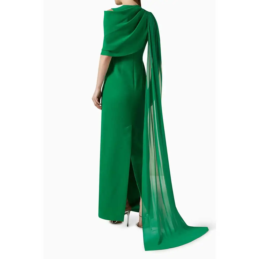 YUNLAN Gorgeous Saudi One Shoulder Sleeve Chiffon Cover Up Ankle Evening Dress Green 2024 Women Elegant Wedding Guest Party Gown