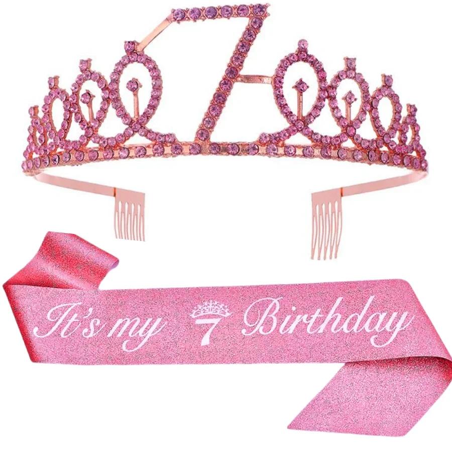 Geburtstags-Tiara-Krone-Schärpe für Frauen und Mädchen – „Es ist mein 4., 5., 6., 7., 8., 9., 10., 11., 12., 13., 15., 16. Geburtstag“ – Partydekoration – Detail 12