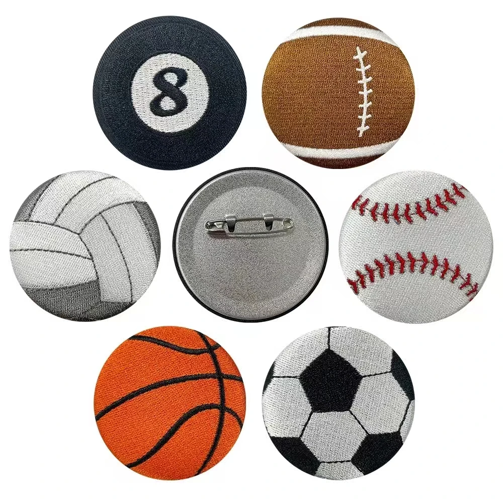 Six Kinds Of Ball,Volleybal, Basketball,Rugby,Football, Billiards And Other Embroidered Brooch Decorations