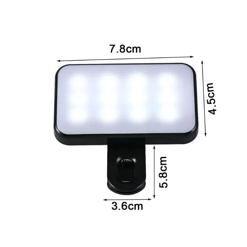 Mini luce di riempimento portatile ricaricabile per selfie 3 modalità Luminosità regolabile Clip per telefono cellulare Trucco Luce di riempimento per computer