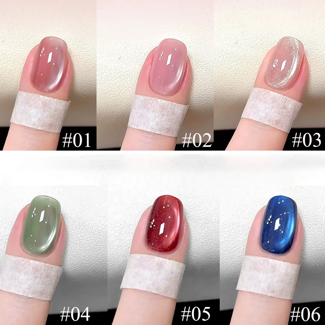 1-6pcs SHAKA Autumn Nails Ice Transparent Pink Blue Red Glass Bead Cat Eye Gel Nail Polish 2025 Whitening Popular Nail Salon