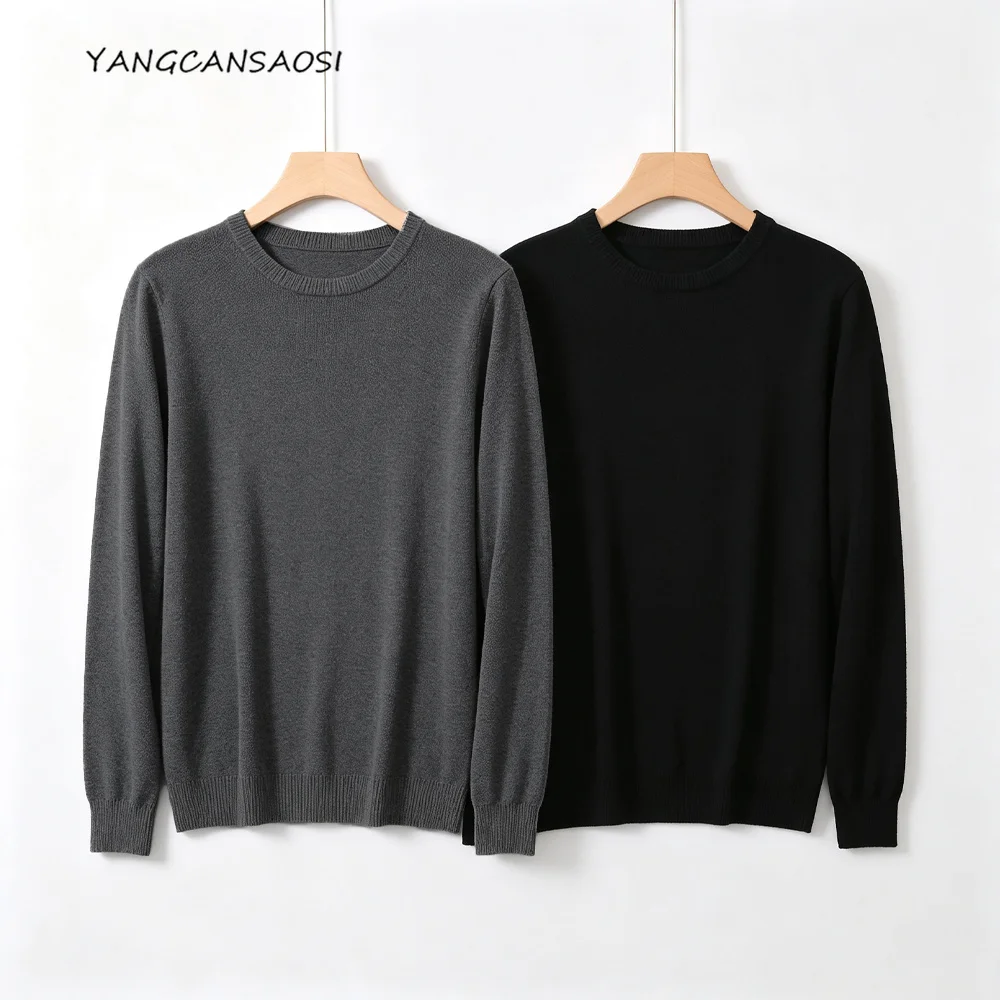 2026 Autumn/Winter New 85% Natural Mulberry Silk 15% Cashmere Blended Round Neck Long Sleeves Knitted Loose Head Warm Sweater
