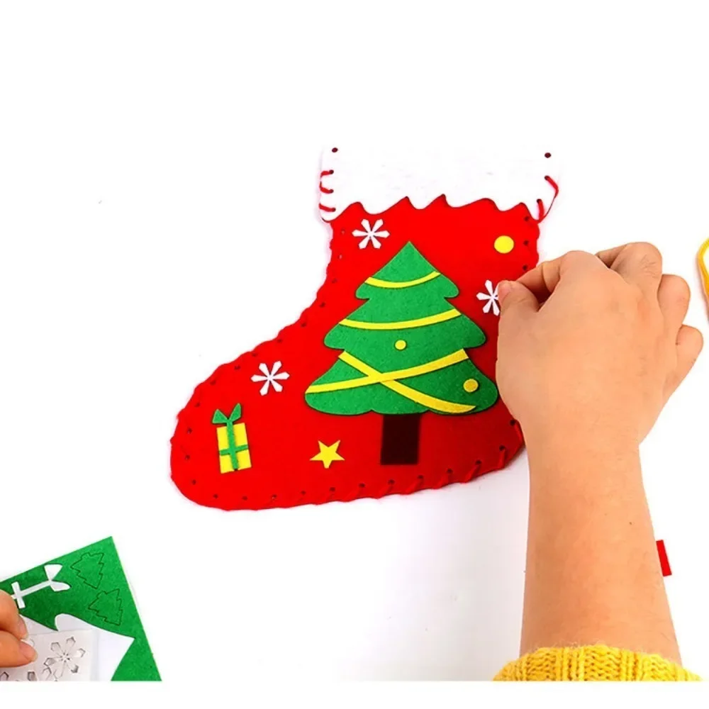 Kinder DIY Weihnachtssocken Material Kit Puzzlespiel Handgemachtes Spielzeug Frühes Lernen Lernspielzeug für Kinder Handwerk Geschenk Weihnachtsdekoration